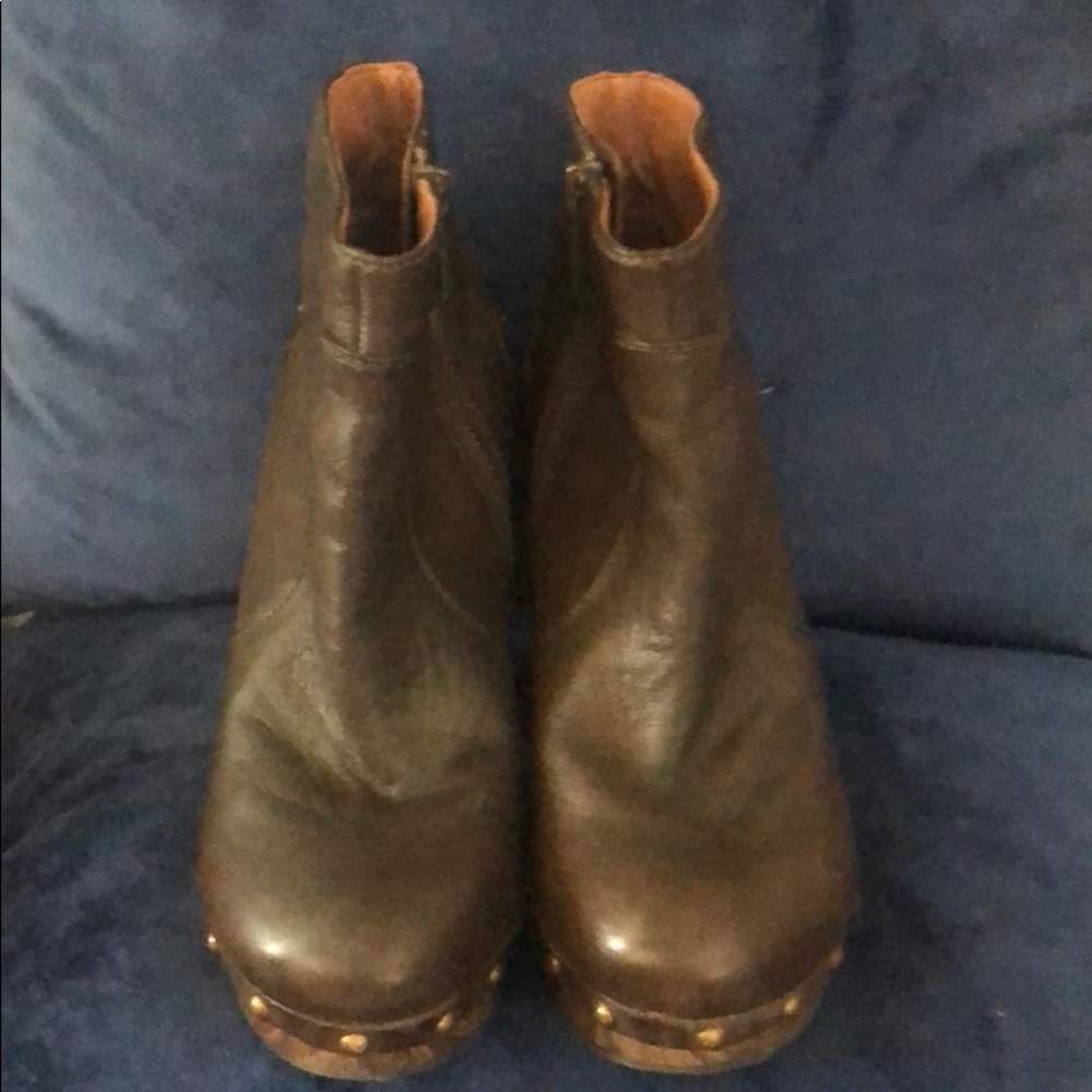 Brown leather booties